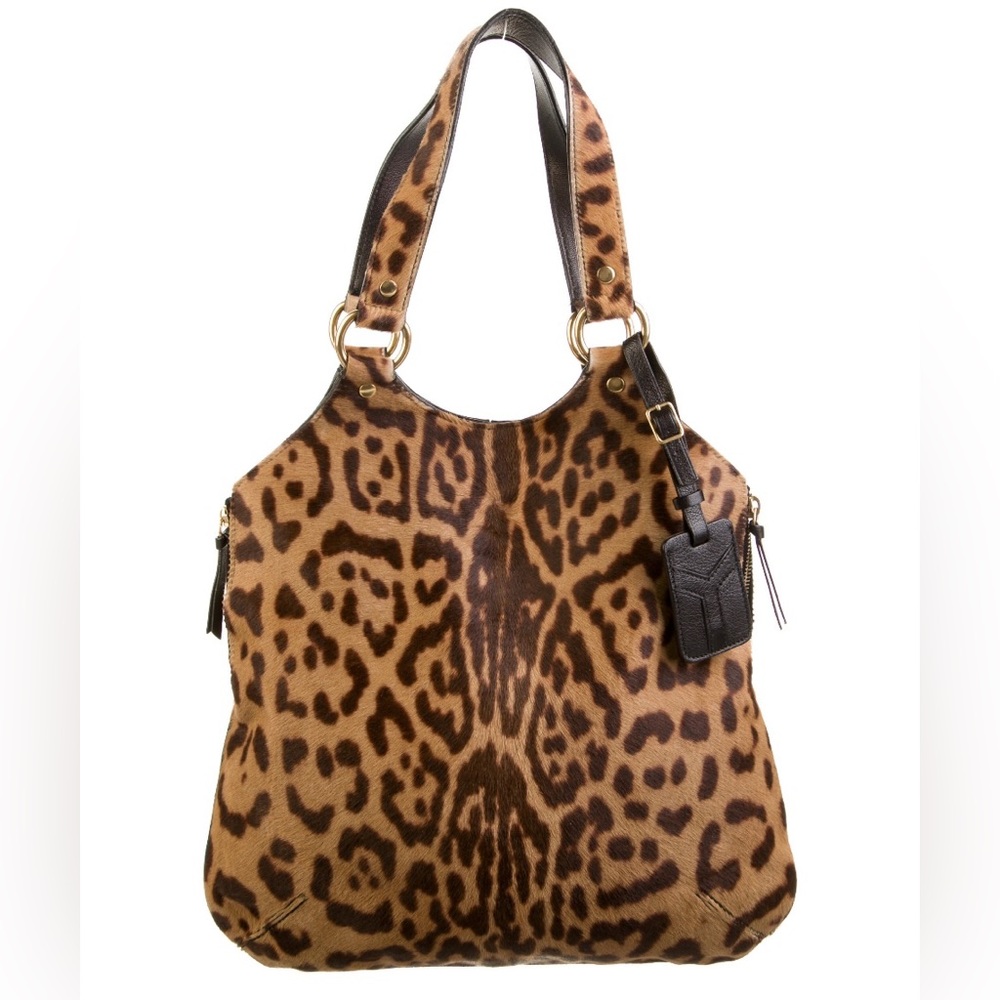 Gorgeous Vintage Yves Saint Laurent Leopard Pony Hair Metropolis Tote Bag